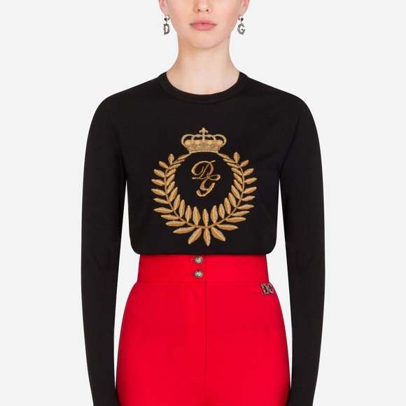 Authentic Dolce & Gabbana Black Wool sweater with logo Size XS - Picture 1 of 10